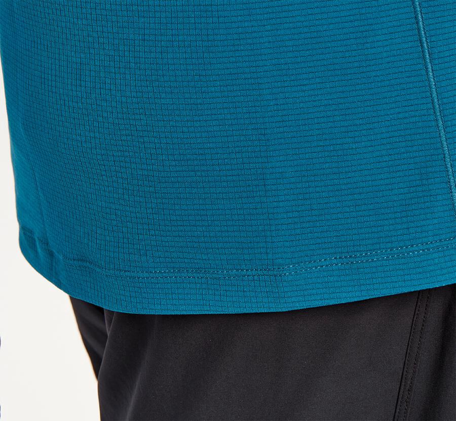 Hoka One One Top Erkek Mavi - Performance Short Sleeve - DA9682143